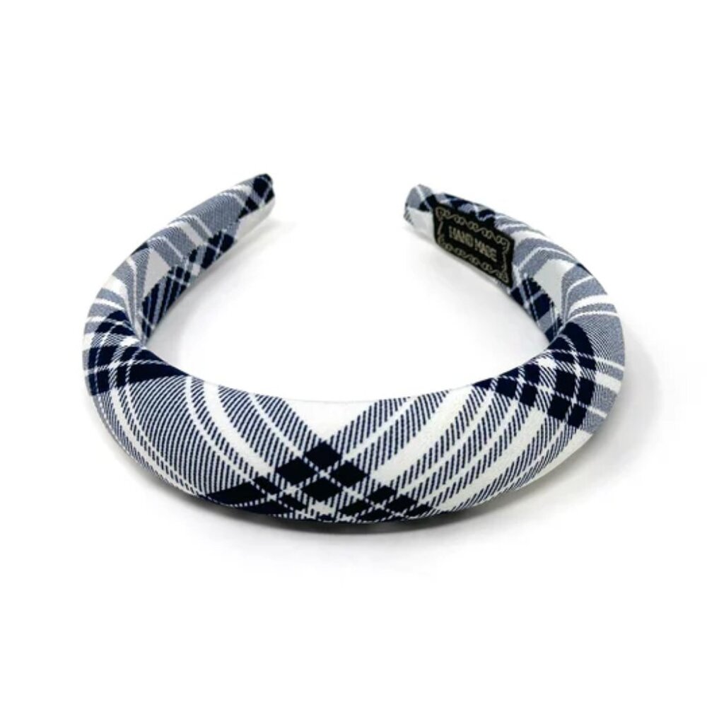 NWOT Jenny Padded Fabric Navy Plaid Headband